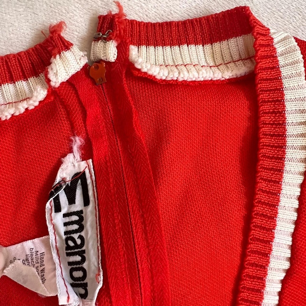 ✨True Vintage ✨ Red and white striped dress with white pleated skirt lettergirl - Picture 3 of 7